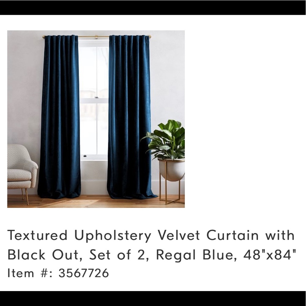 West Elm, Velvet blackout Curtains